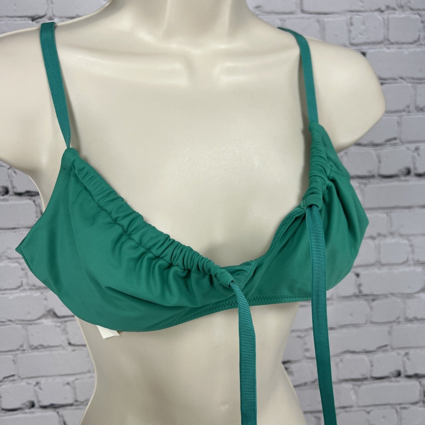 NWT Aerie Teal Green Front Adjustable Bandeau Unpadded Swim Bra Bikini Top M