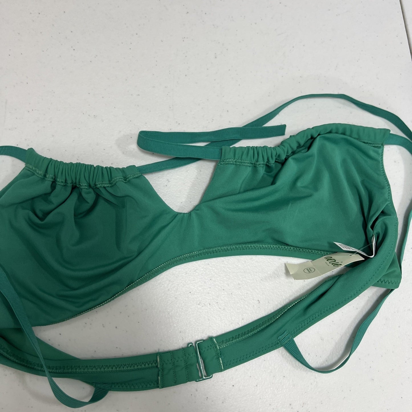 NWT Aerie Teal Green Front Adjustable Bandeau Unpadded Swim Bra Bikini Top M