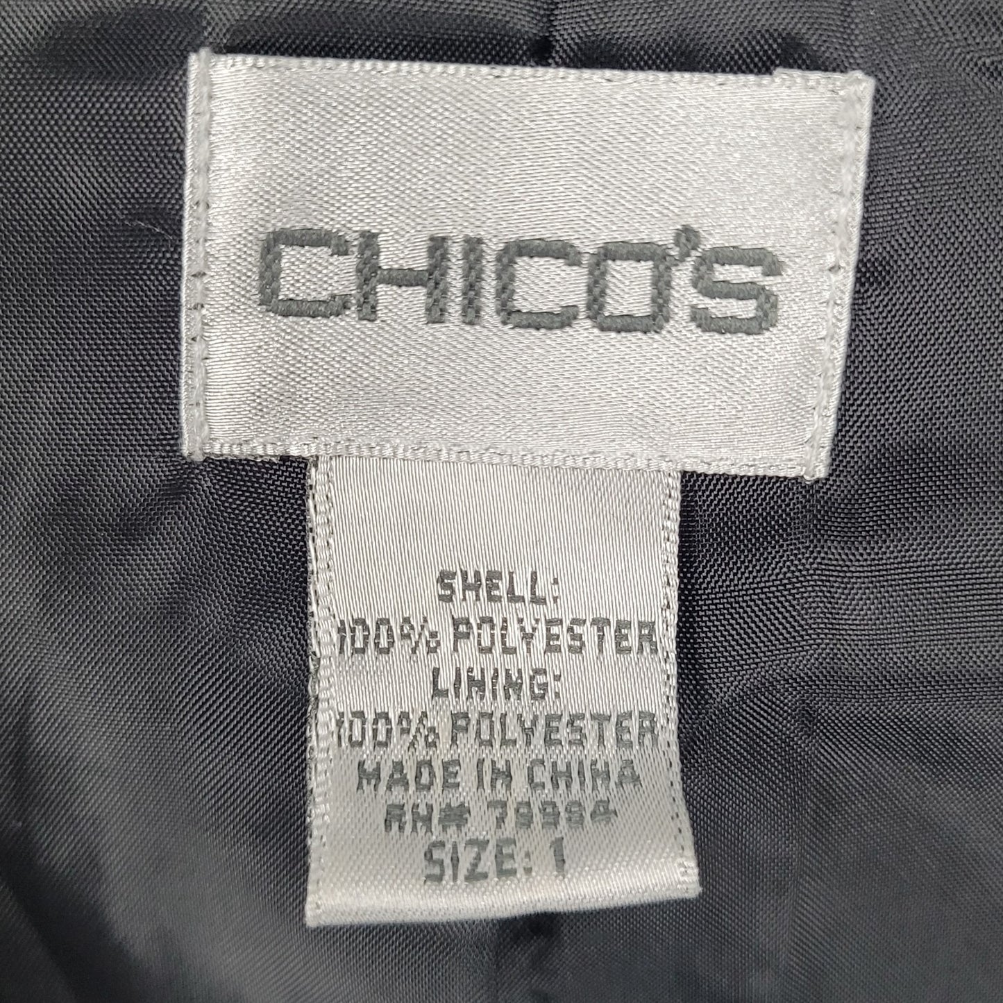 Chico's Black Gold Metallic Embroidered Leaves Open Lined Jacket Size 1 US 8