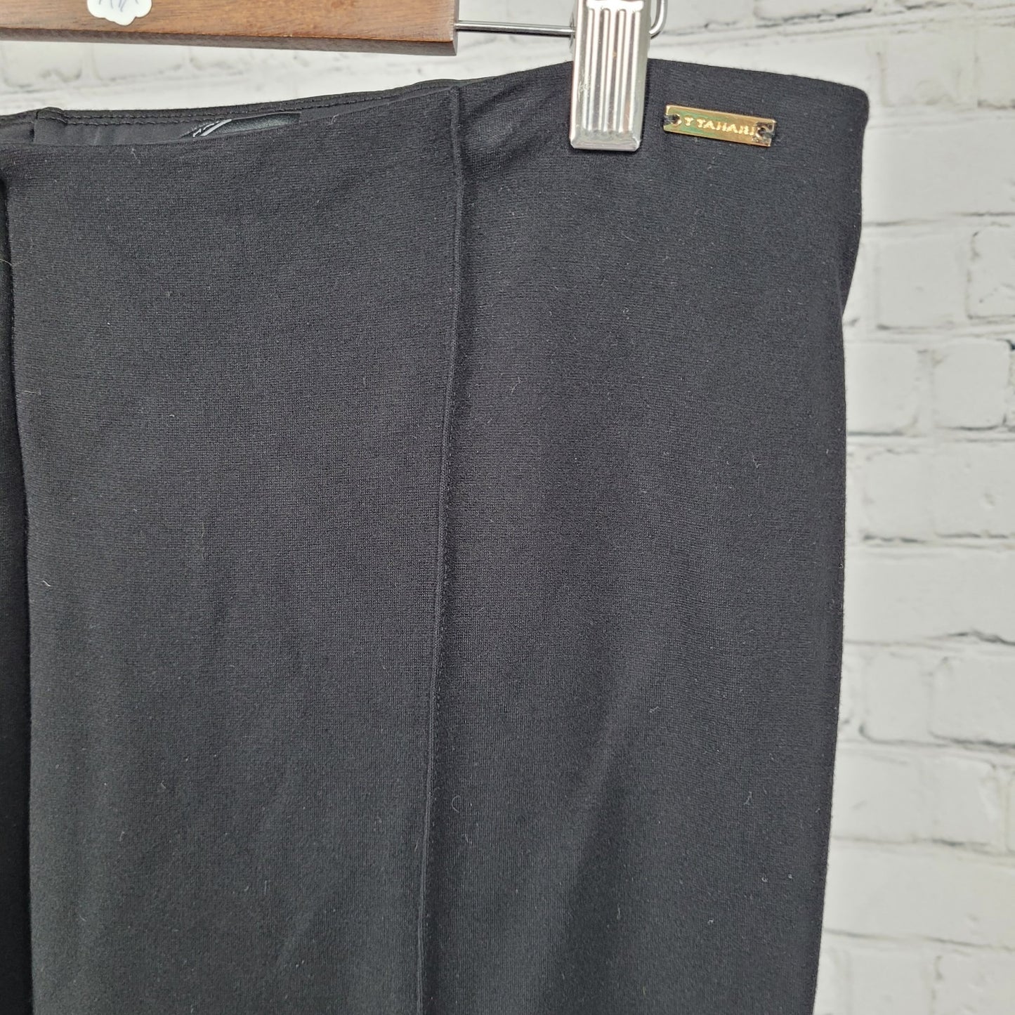 T Tahari Black High Rise Pull On Straight Leg Stretch Pants Size Large L (30x30)