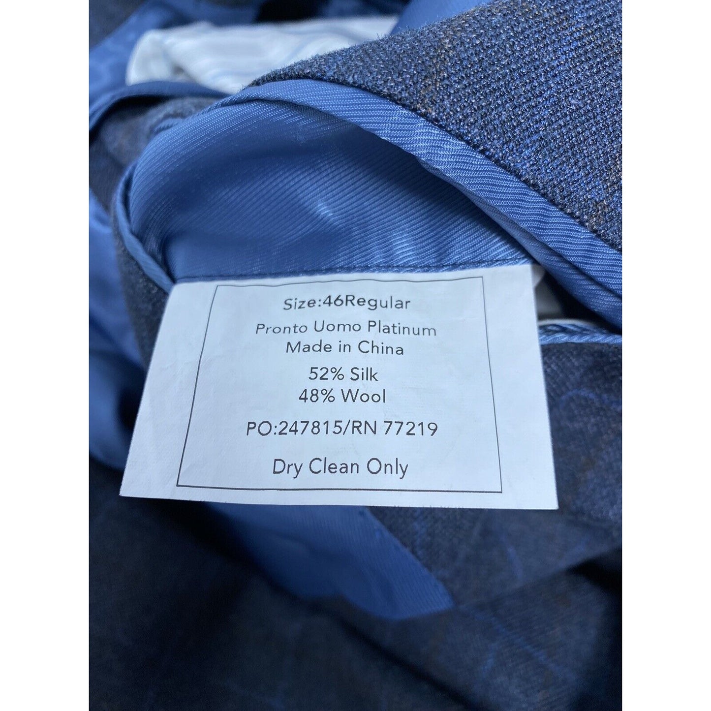 Pronto Uomo Blue Brown Plaid Wool Silk Blend 2 Button Jacket Blazer 46R