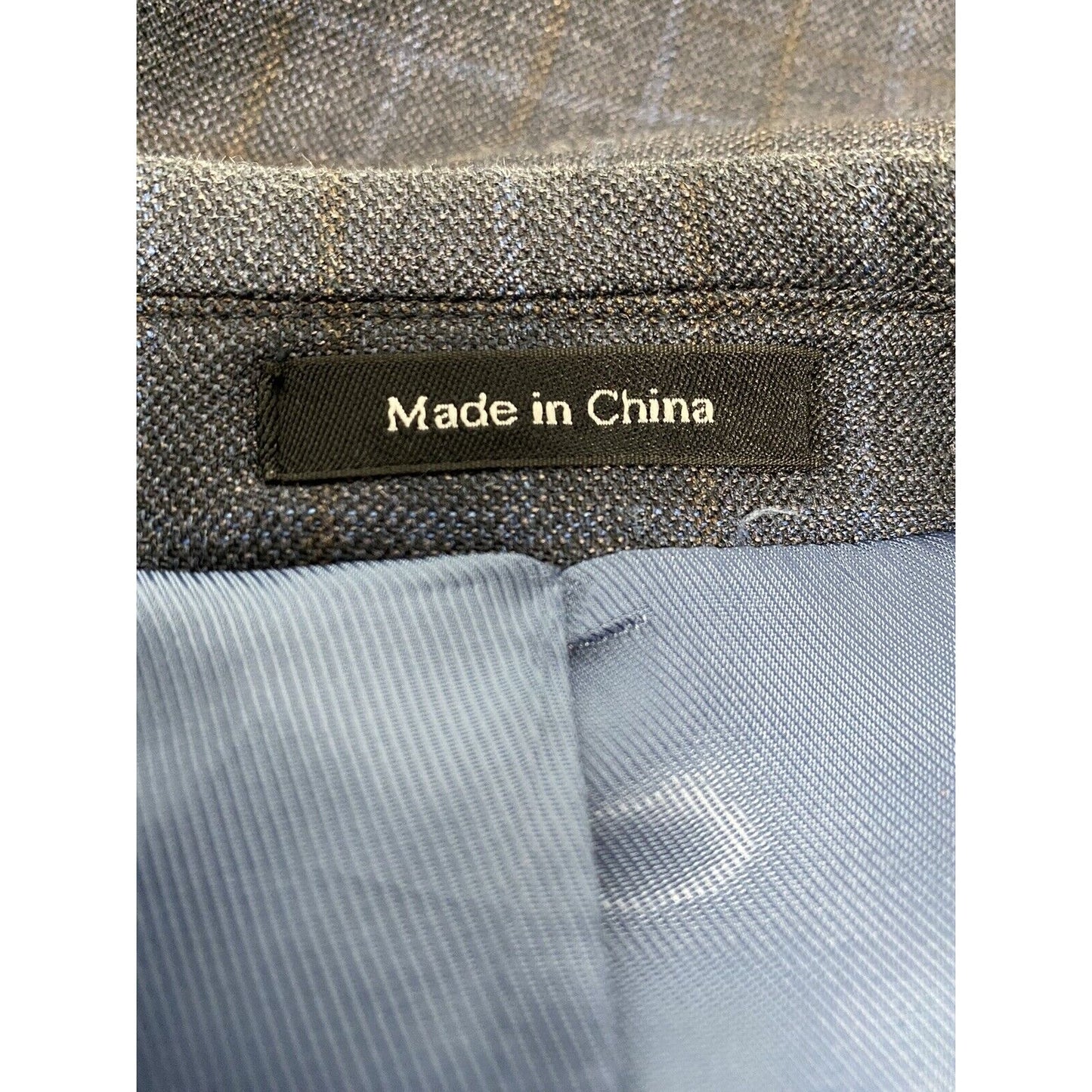Pronto Uomo Blue Brown Plaid Wool Silk Blend 2 Button Jacket Blazer 46R