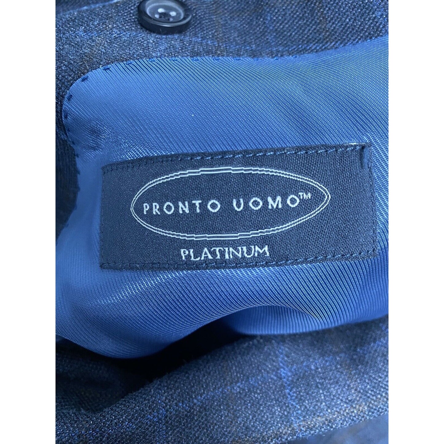 Pronto Uomo Blue Brown Plaid Wool Silk Blend 2 Button Jacket Blazer 46R
