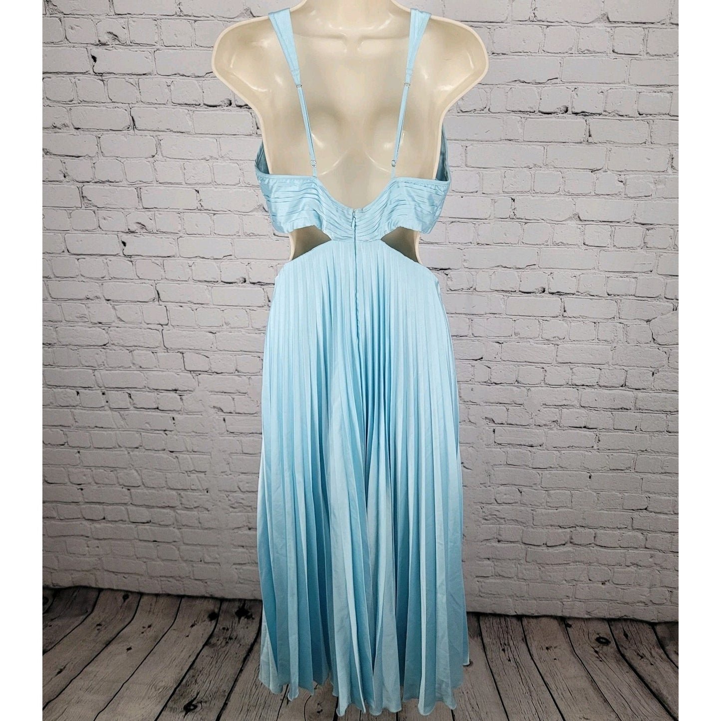 Abercrombie & Fitch Blue Satin Sleeveless Cut Out Midi Dress Size Medium M