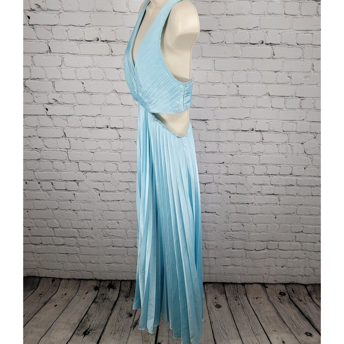 Abercrombie & Fitch Blue Satin Sleeveless Cut Out Midi Dress Size Medium M