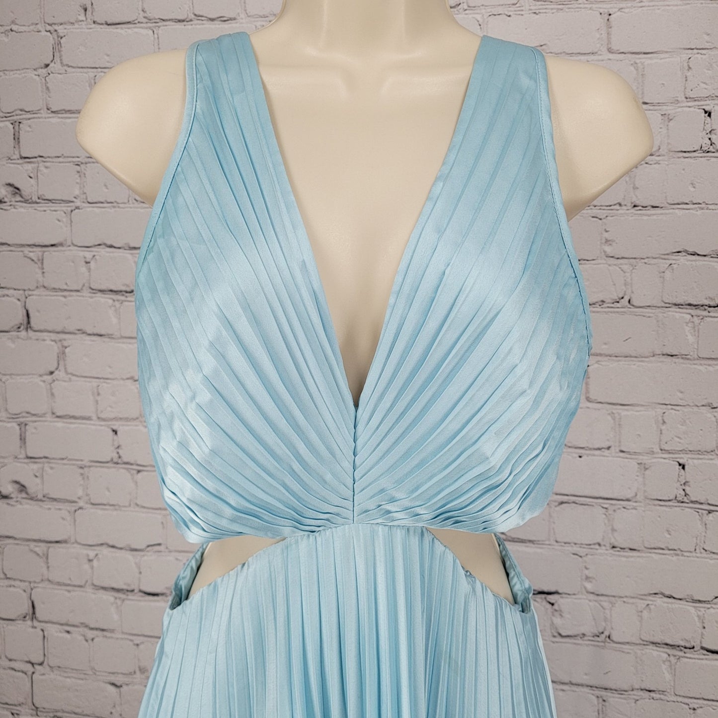 Abercrombie & Fitch Blue Satin Sleeveless Cut Out Midi Dress Size Medium M