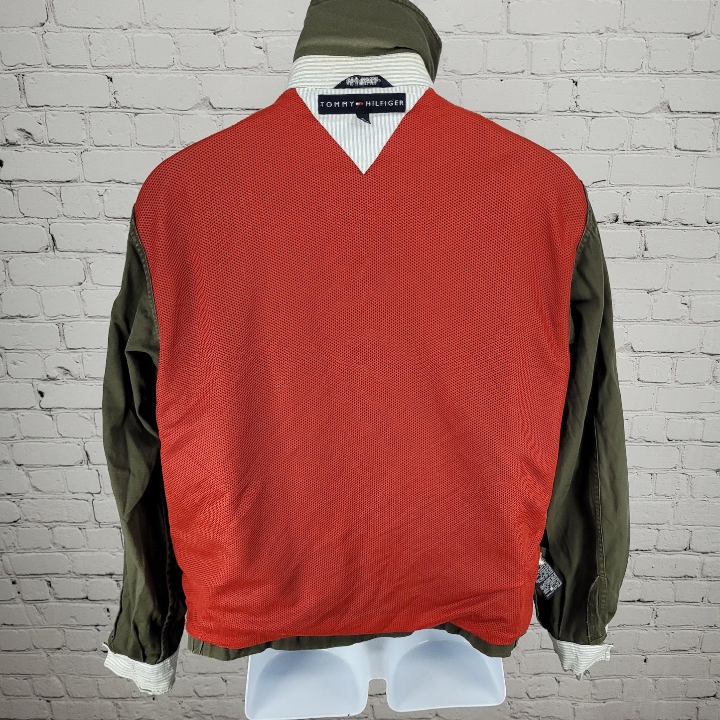 VTG Tommy Hilfiger Green 100% Cotton Mesh Lined Lightweight Zip Jacket Size XL