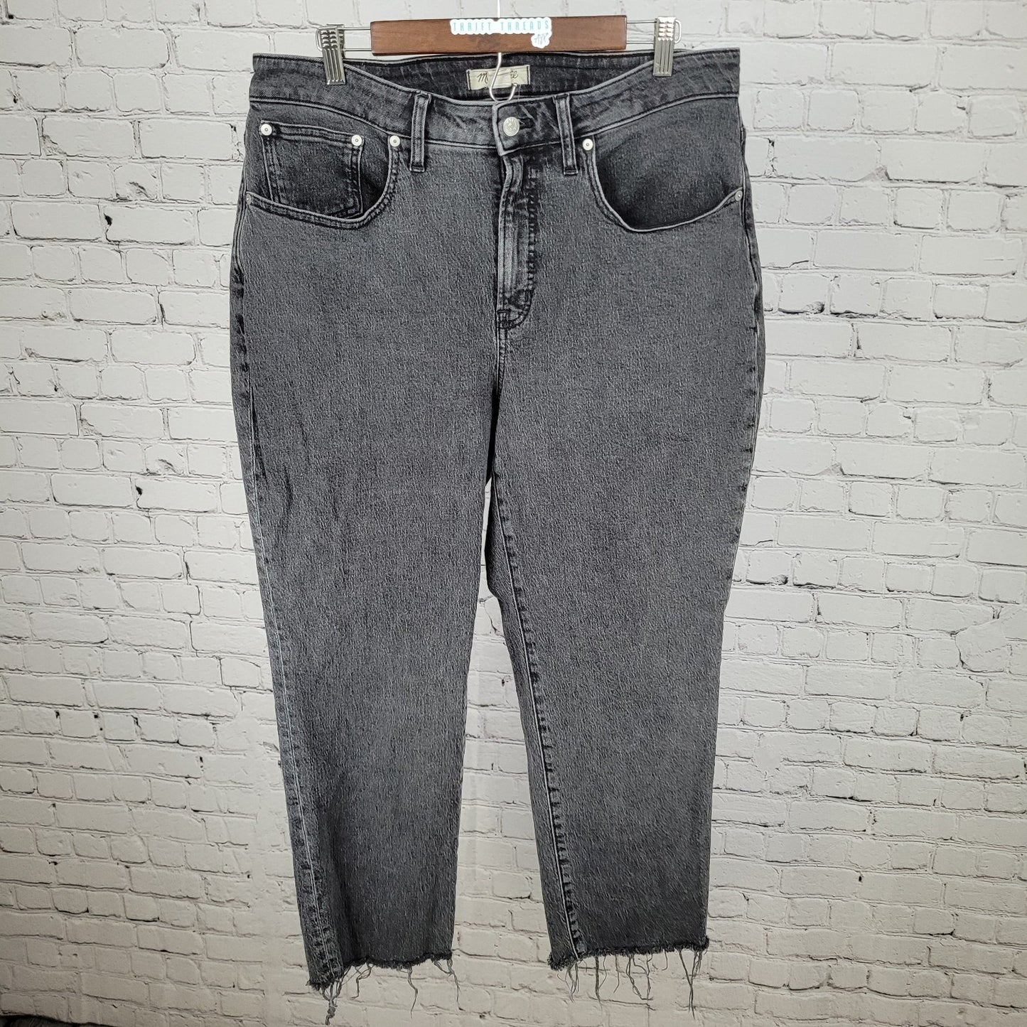 Madewell Grey Denim Curvy Perfect Vintage Straight Jeans Size 14W (34x27)