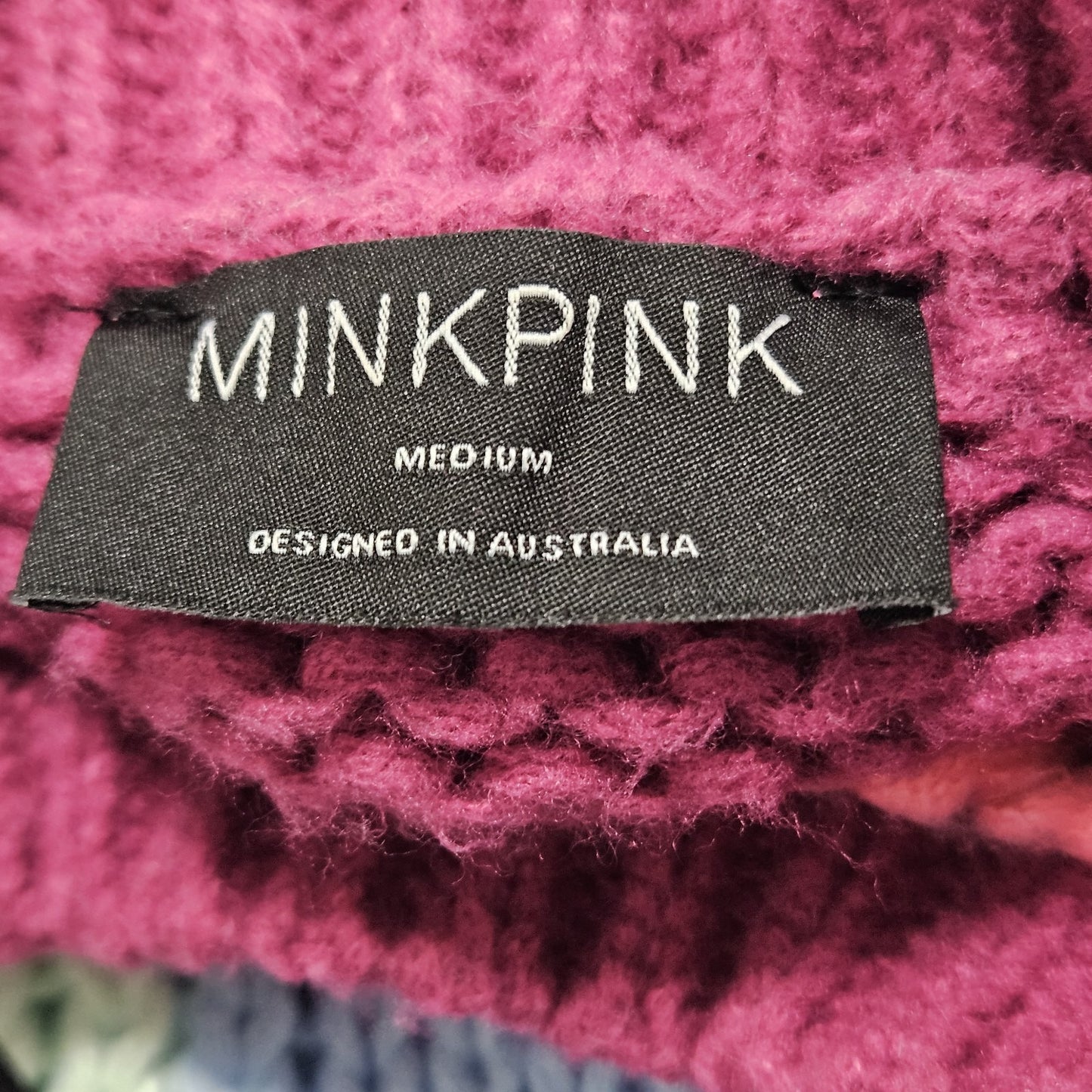 Minkpink Multicolor Colorblock Chunky Knit Balloon Sleeve Sweater Medium M