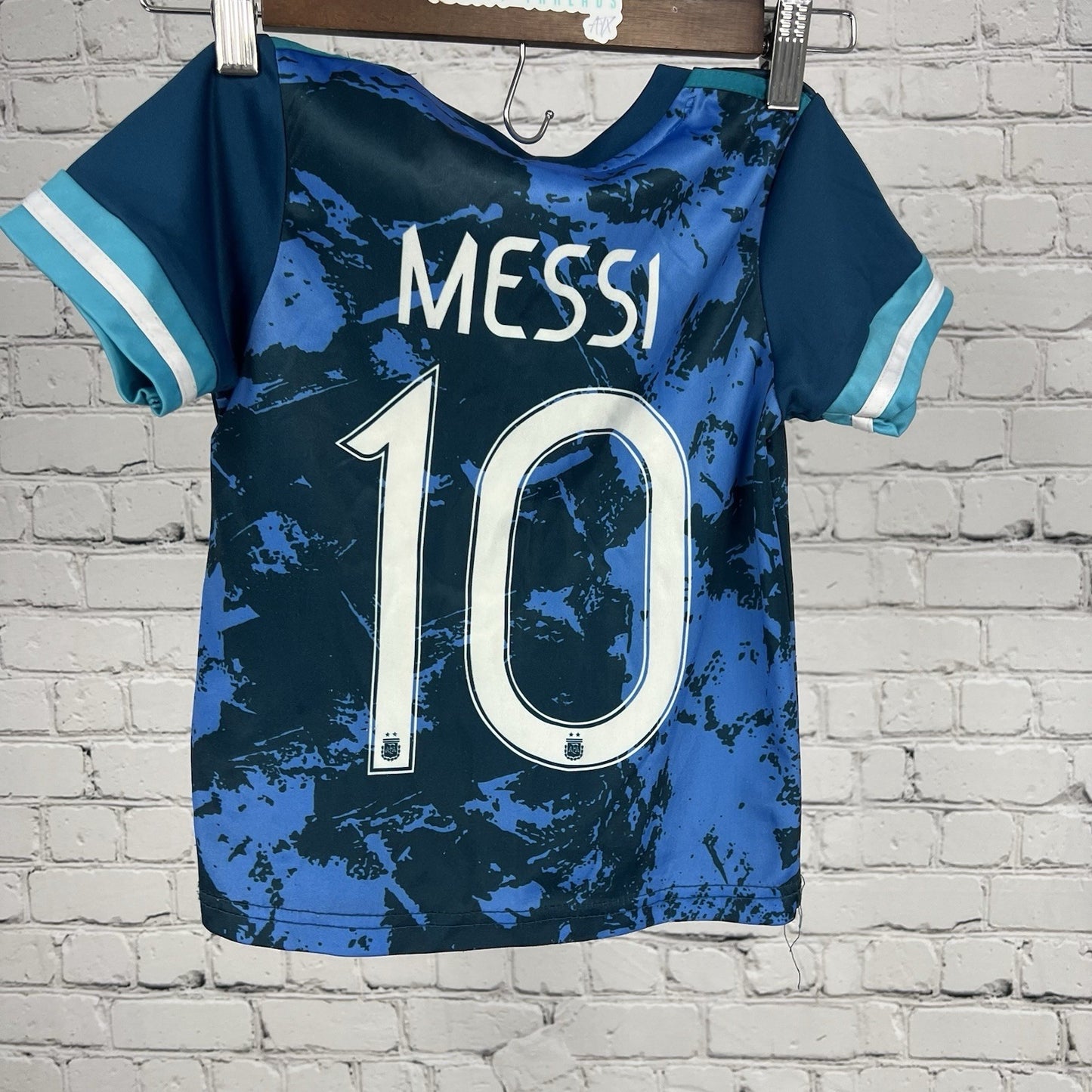 AFA 2021 Argentina #10 Lionel Messi Copa America Away Kids Jersey Size 16