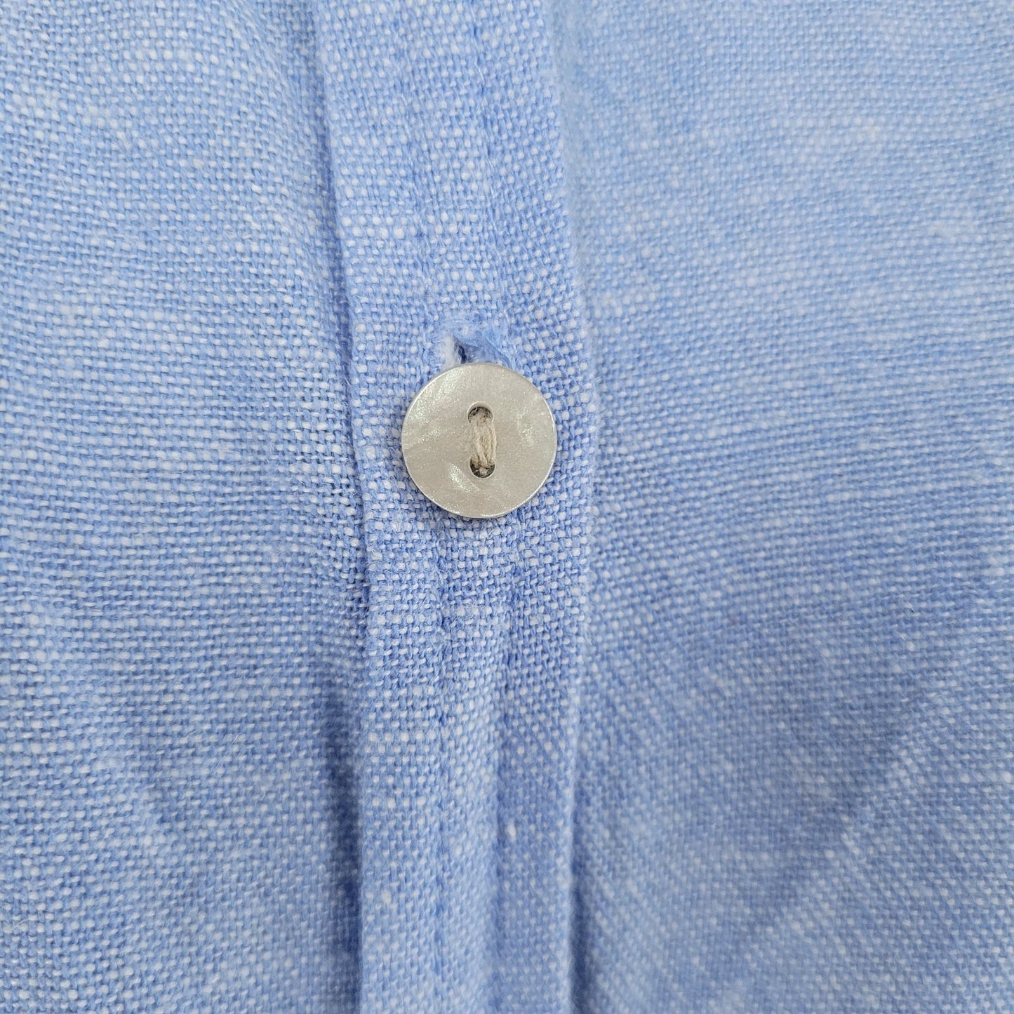 Orvis Blue Linen Blend Button Up Roll Tab Long Sleeve Shirt Top Size XL