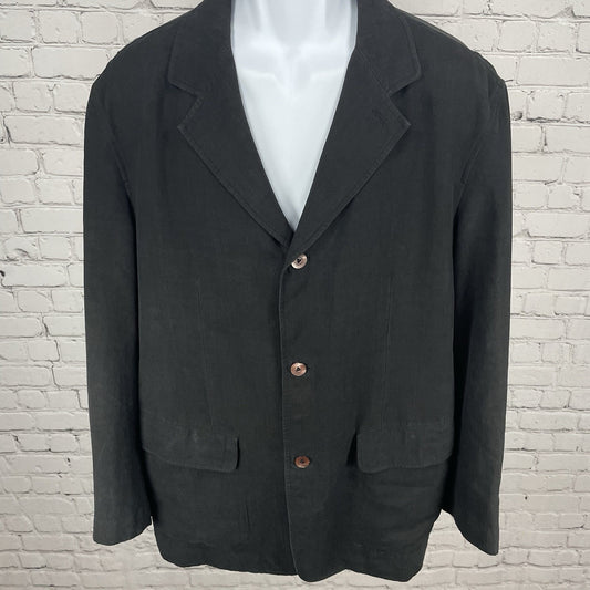 Tommy Bahama Black Silk Linen Island Soft Lightweight Blazer Jacket Size Large L