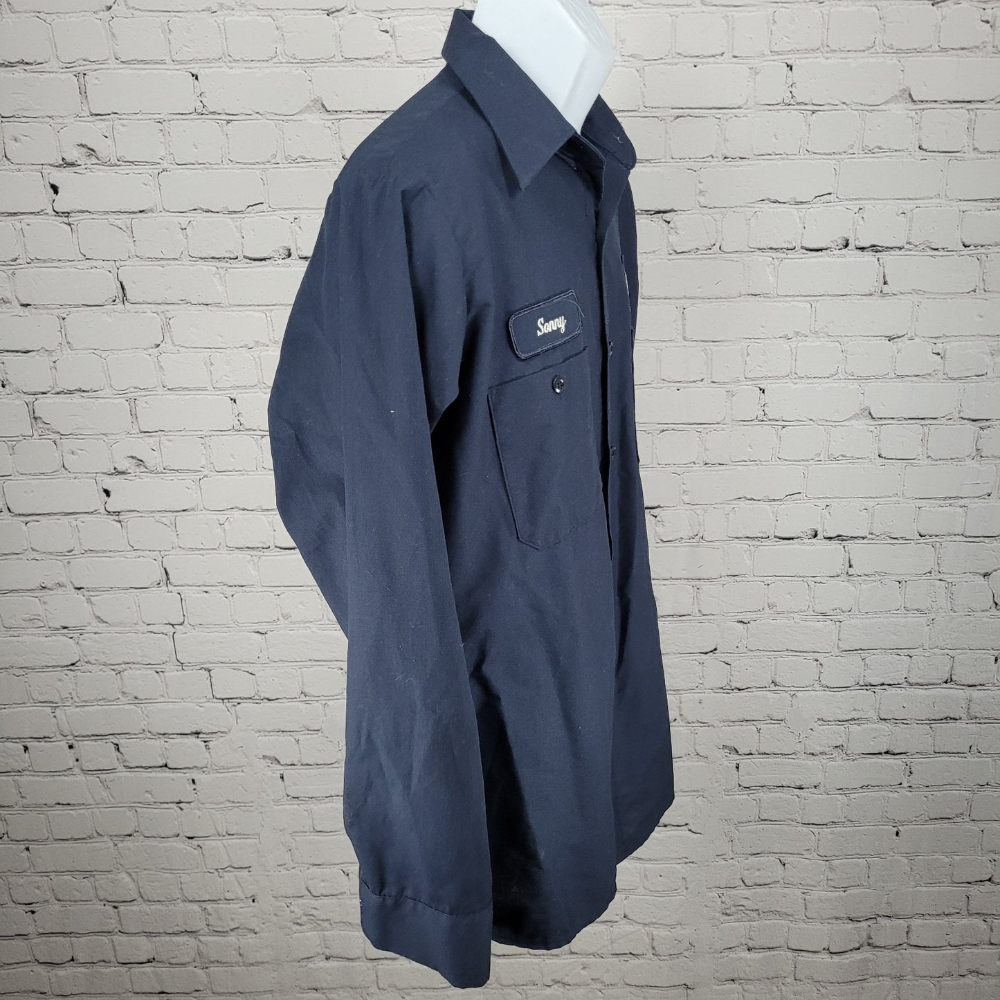 Castrol Lube Express Navy Workwear Mechanic Button Up Long Sleeve Shirt 15.5-02