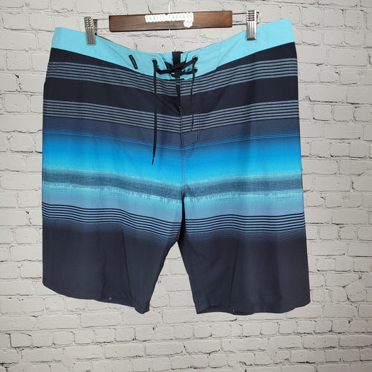 Hurley Blue Striped Lightweight Stretch Board Short Swim Trunks Size 36
