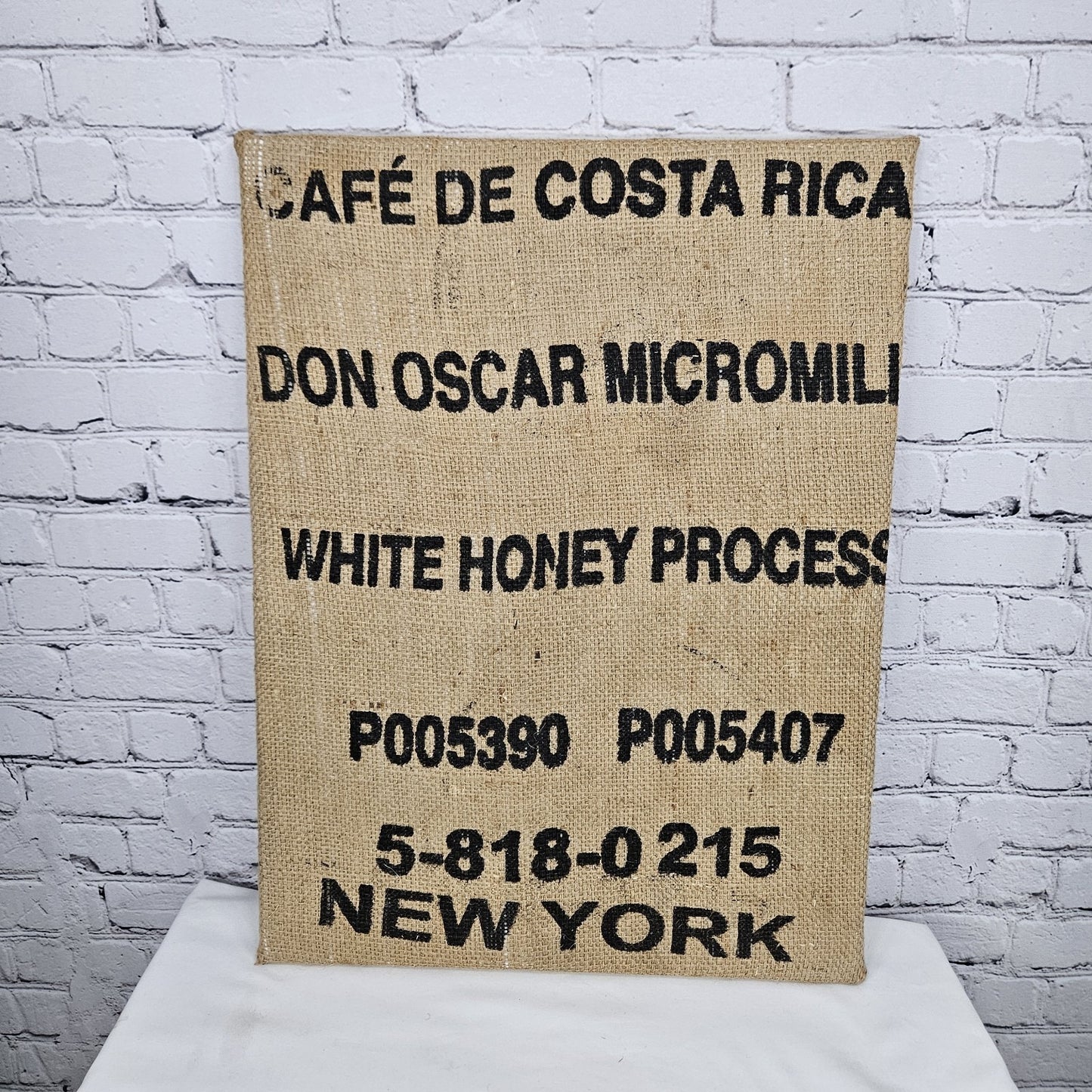 Cafe De Costa Rica Authentic Burlap Sack Wrapped Canvas Wood Framed Art 24x18