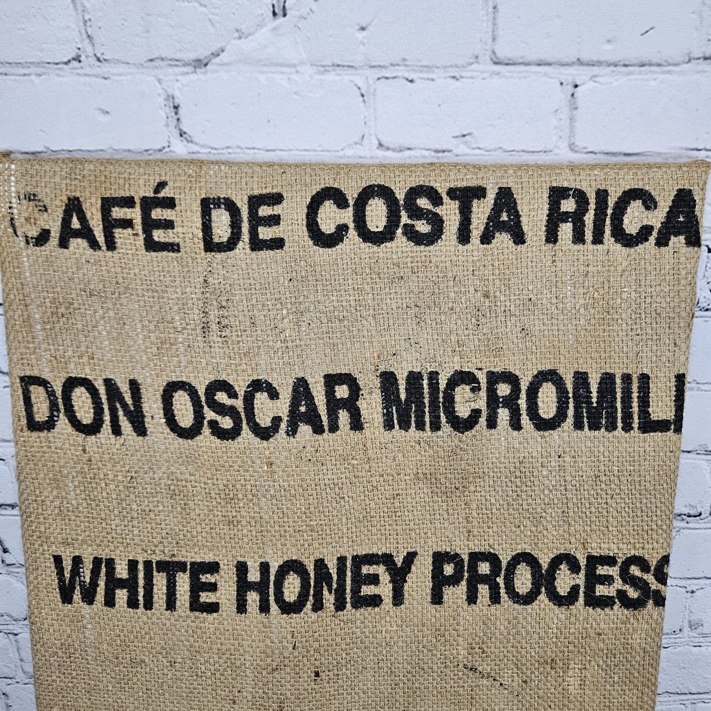 Cafe De Costa Rica Authentic Burlap Sack Wrapped Canvas Wood Framed Art 24x18