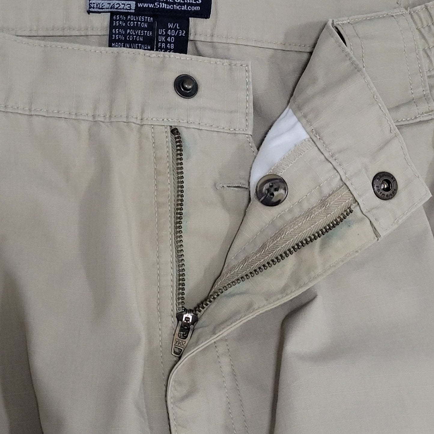5.11 Tactical Series Tan Cargo Pockets Straight Leg Utility Pants (40x32)