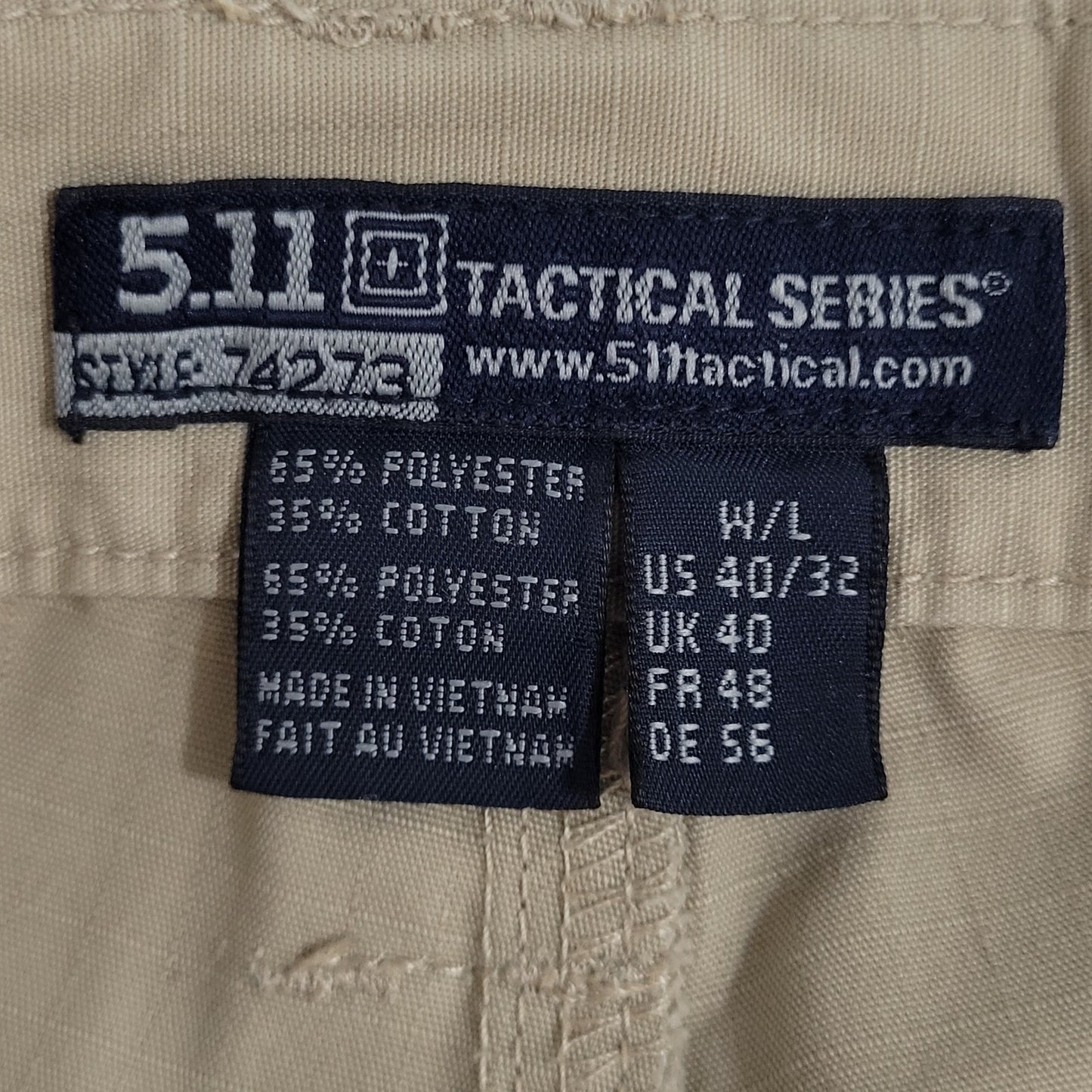 5.11 Tactical Series Tan Cargo Pockets Straight Leg Utility Pants (40x32)