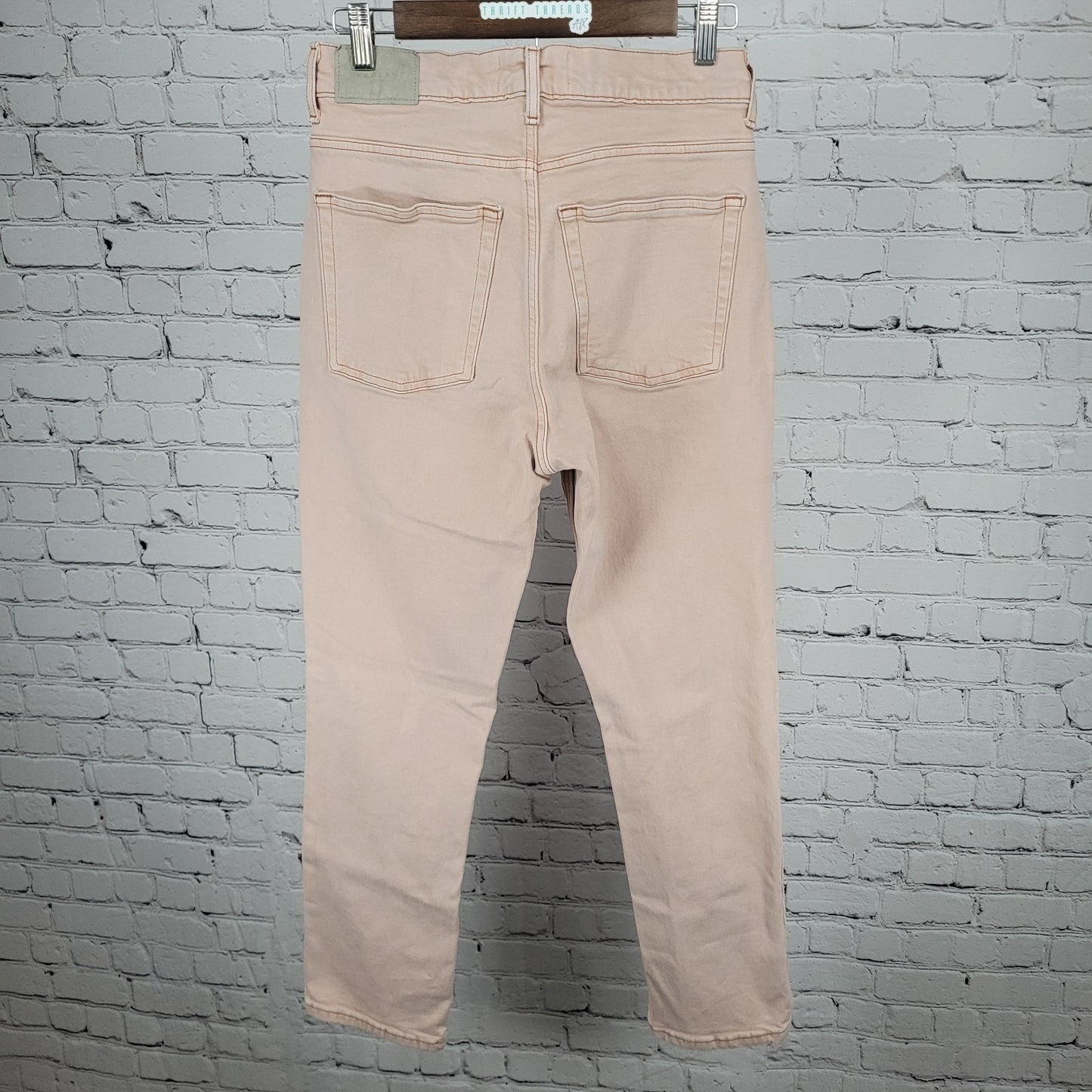 Everlane Pink Organic Cotton The Way High Slim Straight Leg Jeans 27S (27x28)