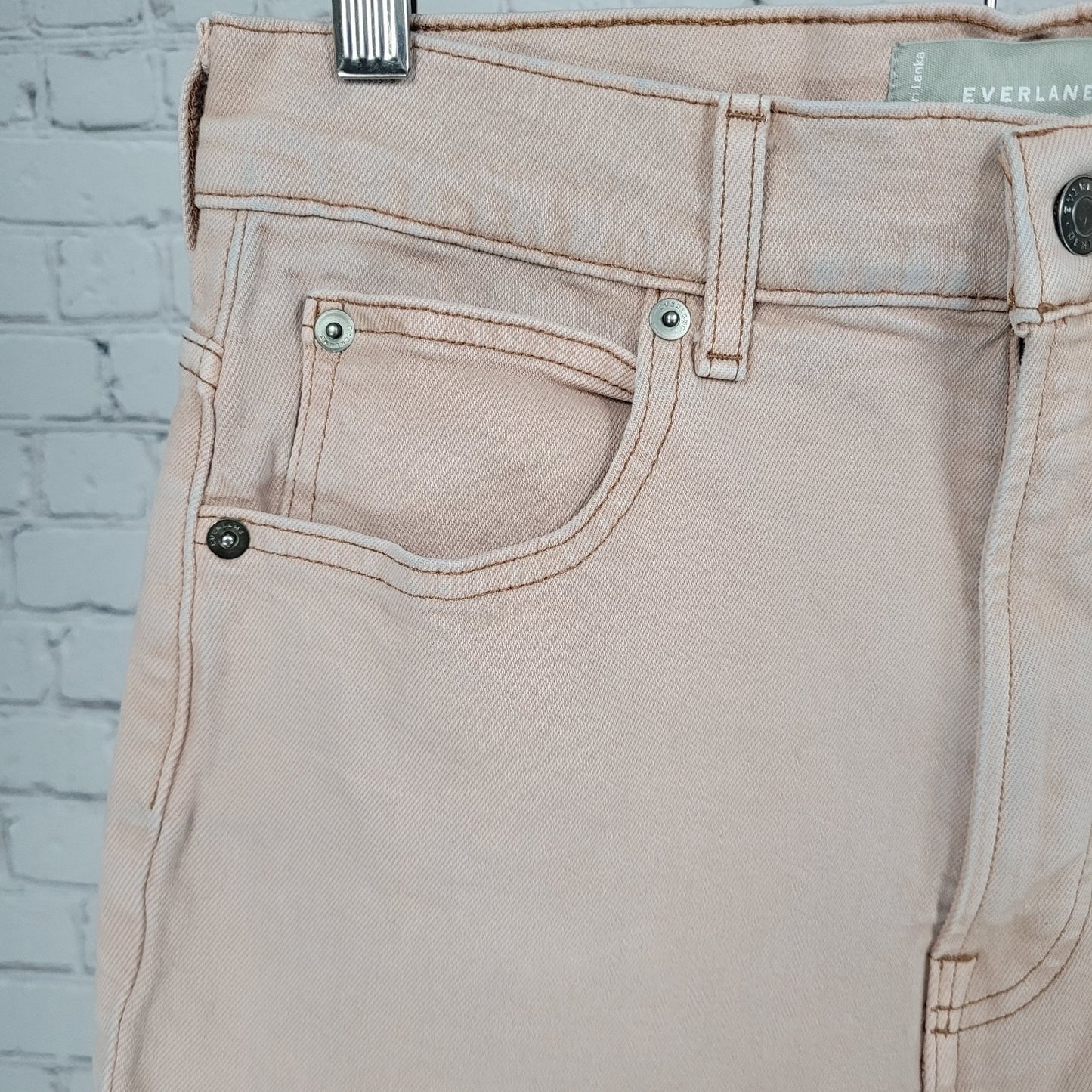 Everlane Pink Organic Cotton The Way High Slim Straight Leg Jeans 27S (27x28)