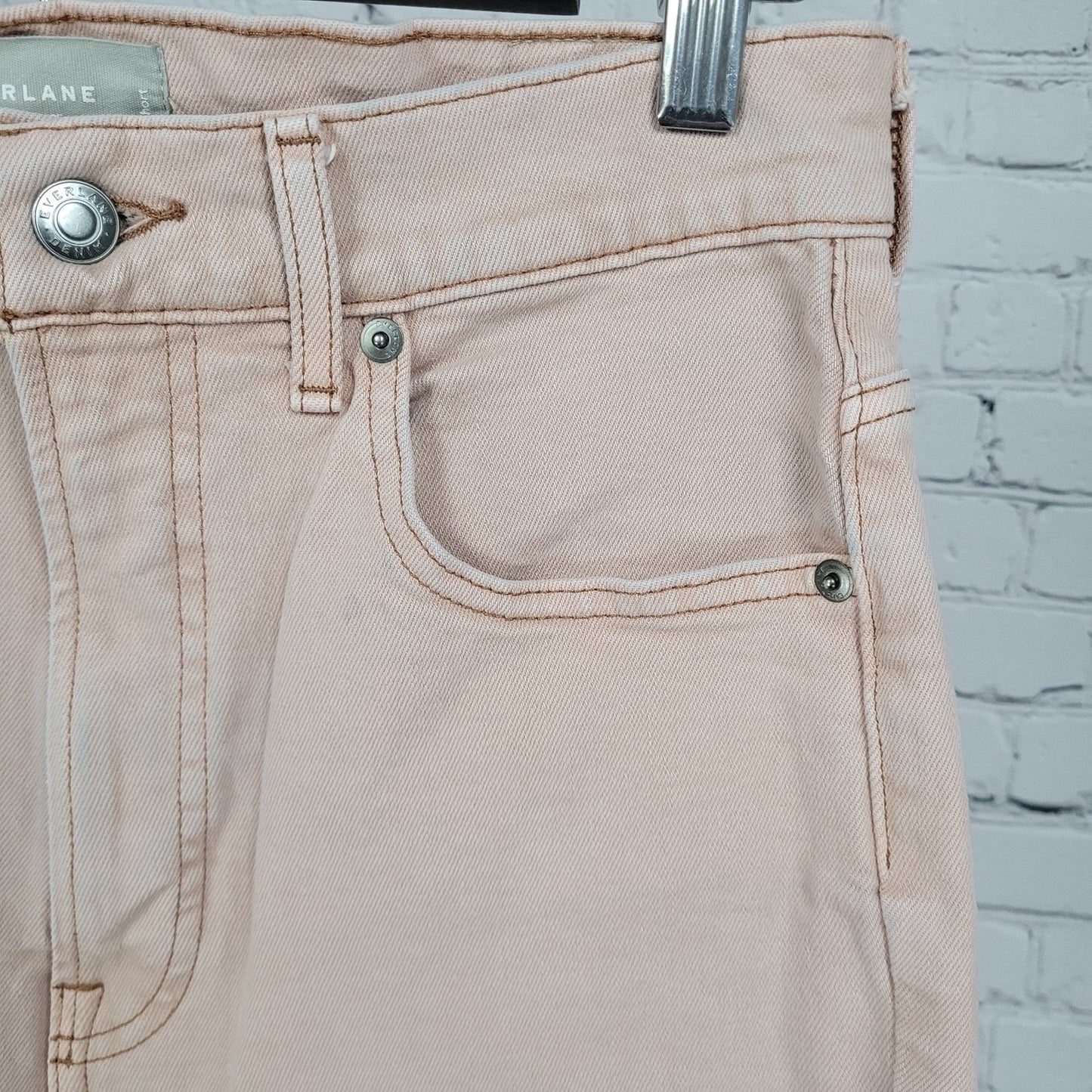 Everlane Pink Organic Cotton The Way High Slim Straight Leg Jeans 27S (27x28)