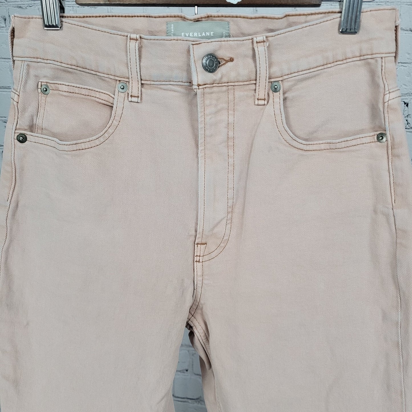 Everlane Pink Organic Cotton The Way High Slim Straight Leg Jeans 27S (27x28)