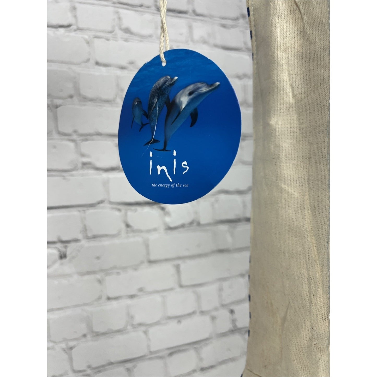 NWT Inis the Energy of the Sea Tote Beach Bag Rope Handles Off White Blue Canvas
