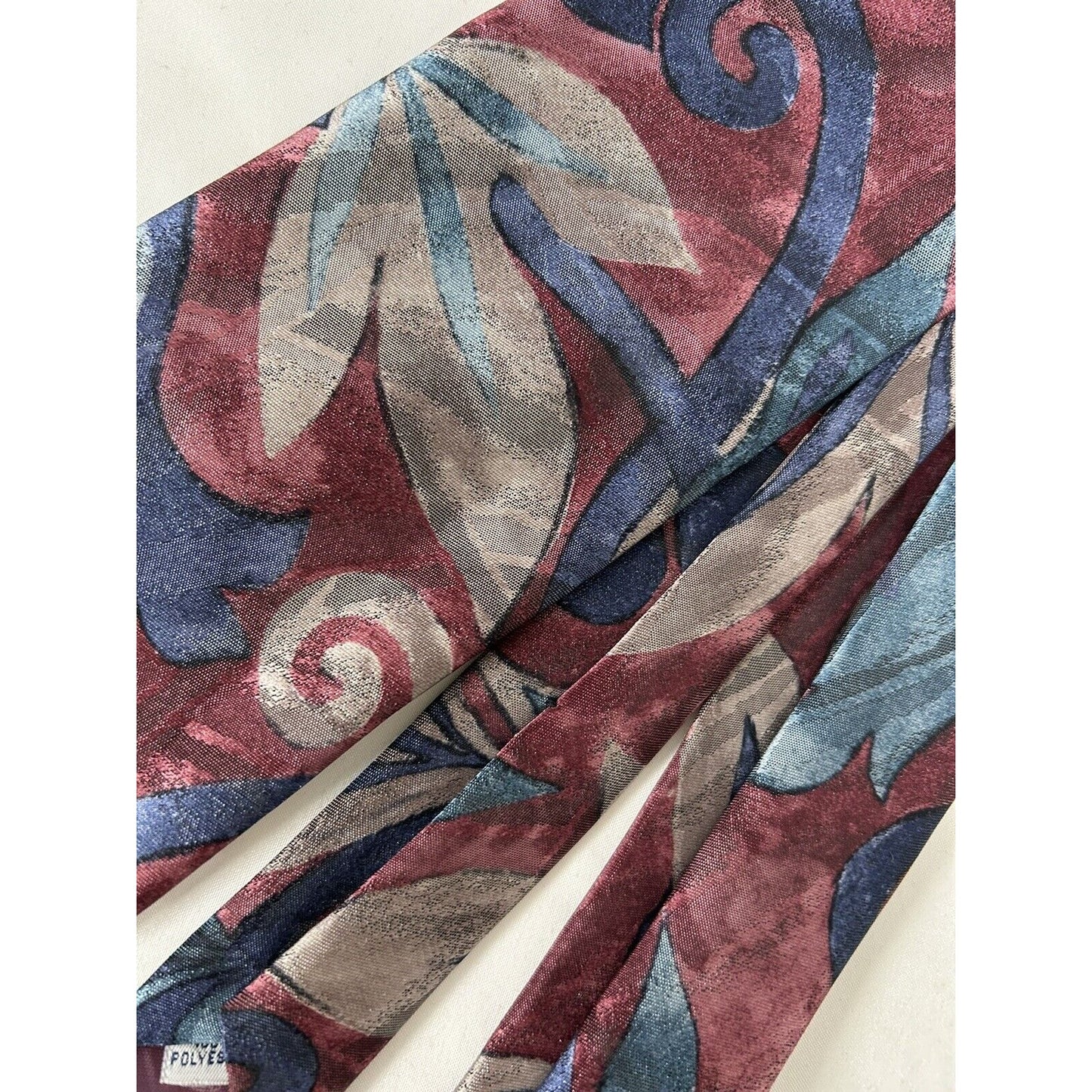 Pierre Cardin Blue Red Geometric Leaf Print Men’s Wide Necktie 57X4