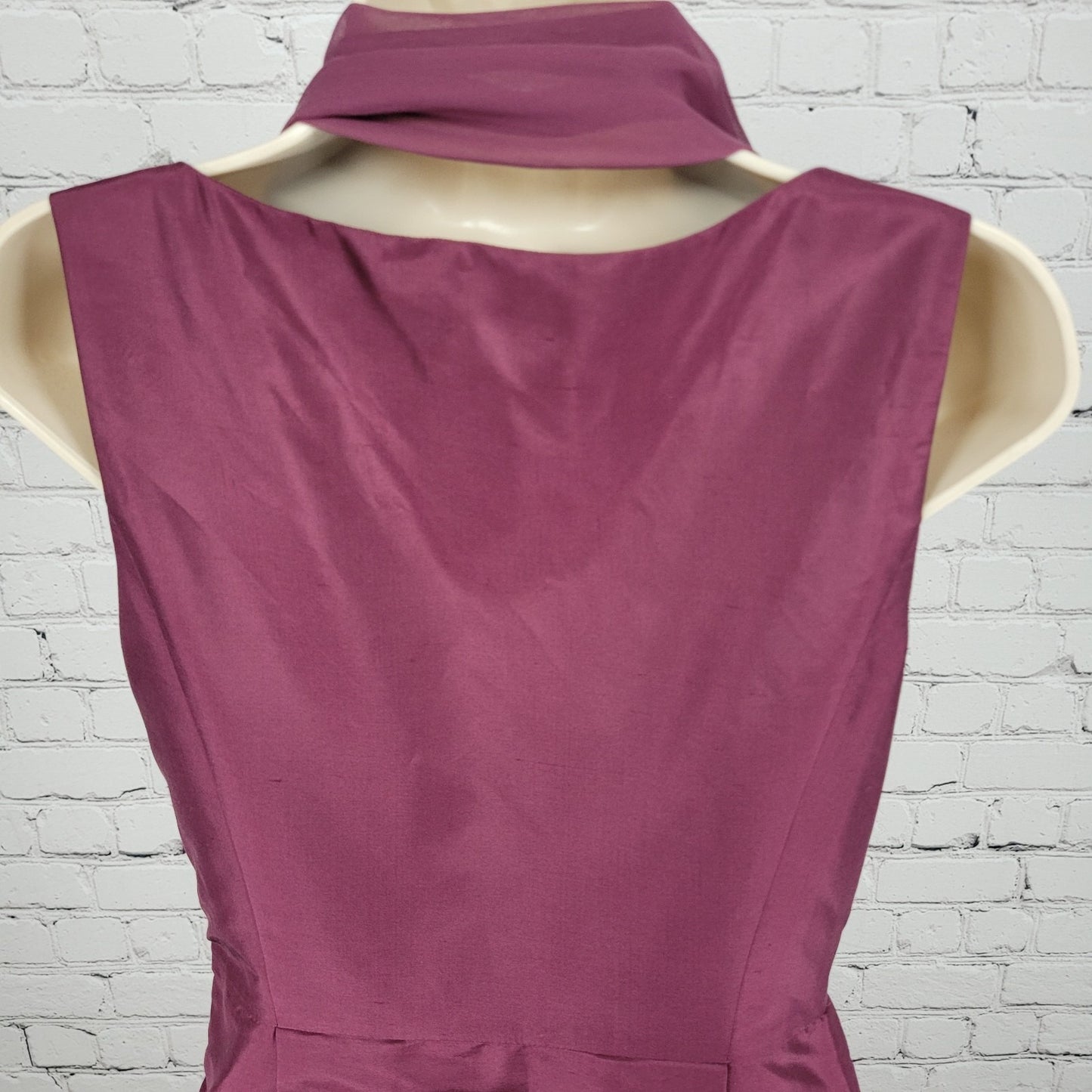 VTG Ann Taylor Purple 100% Silk Sleeveless Lined A-Line Dress Scarf Sash Size 6