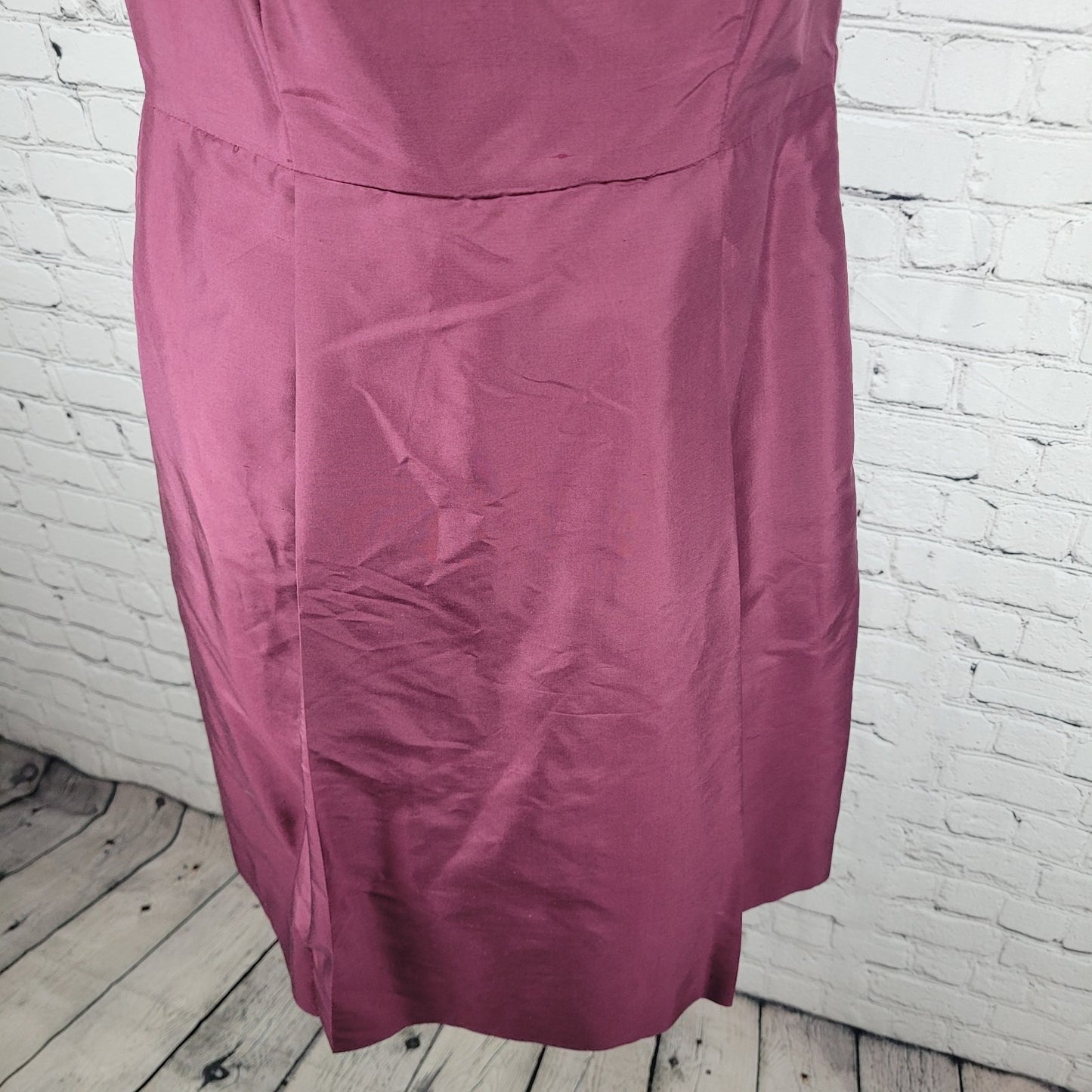 VTG Ann Taylor Purple 100% Silk Sleeveless Lined A-Line Dress Scarf Sash Size 6