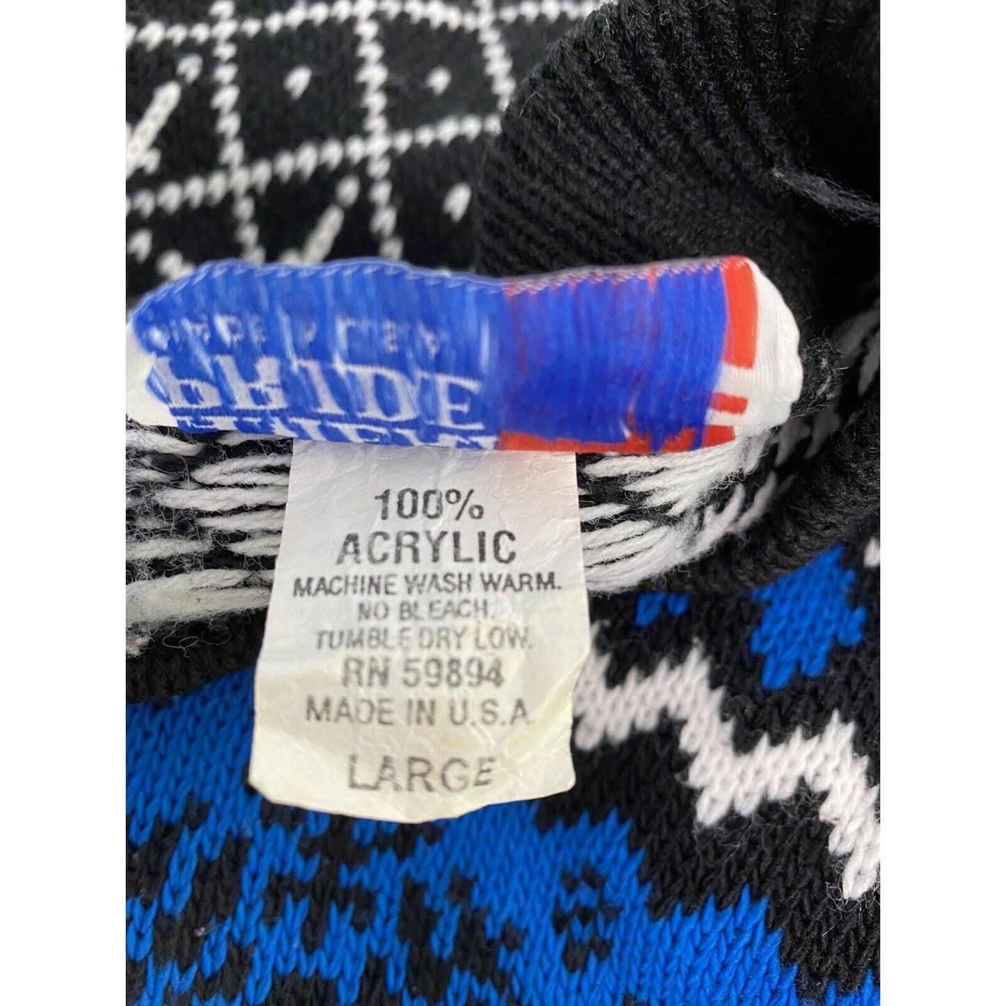 VTG American Pride Blue Black White Winter Pullover Knit Sweater Youth L