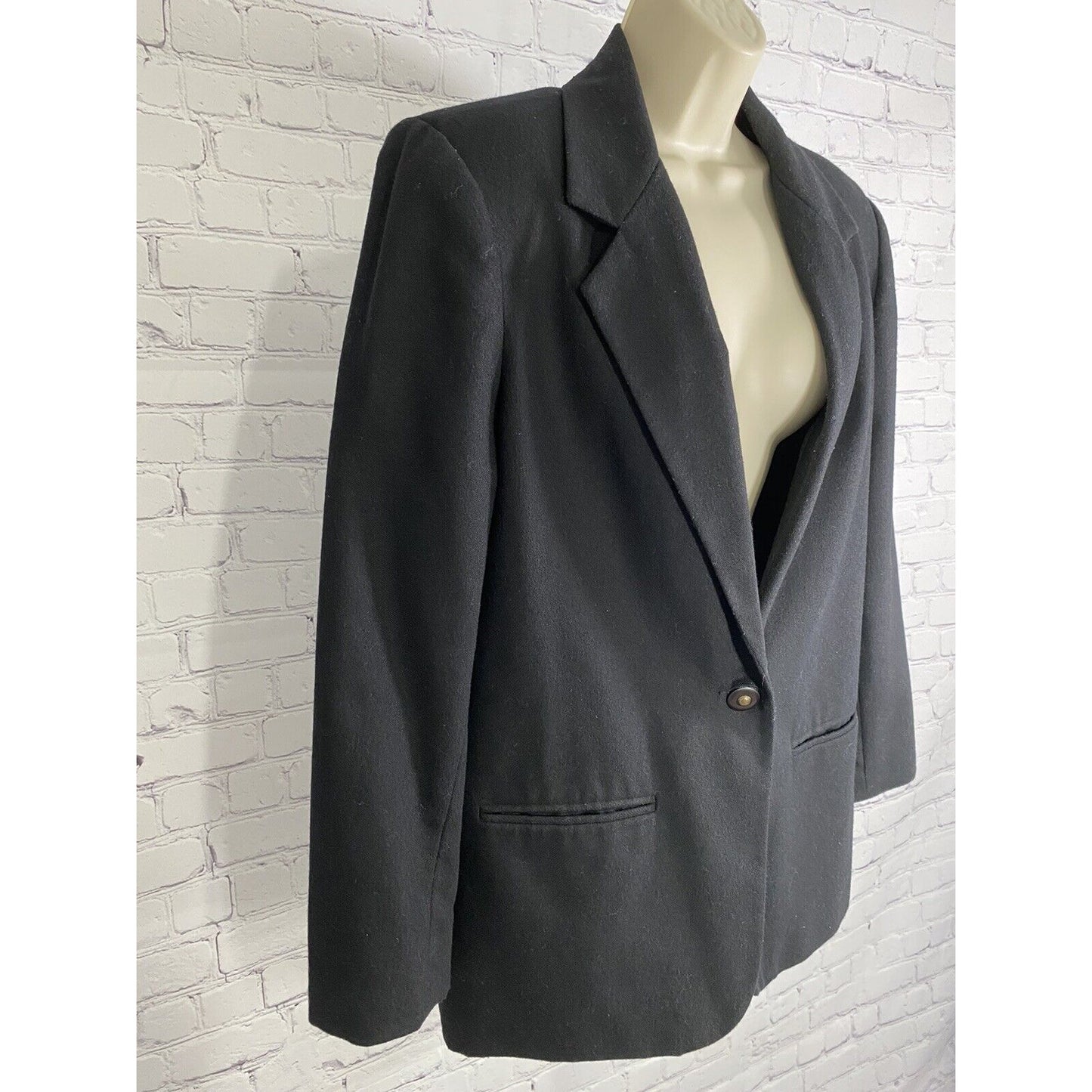 Sag Harbor Black Wool Blend One Button Jacket Coat Blazer Women’s Size 10