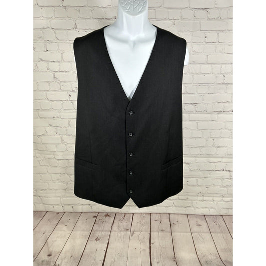 Pronto Uomo Platinum Solid Black 100% Wool Men’s Formal Vest Size 5XLT