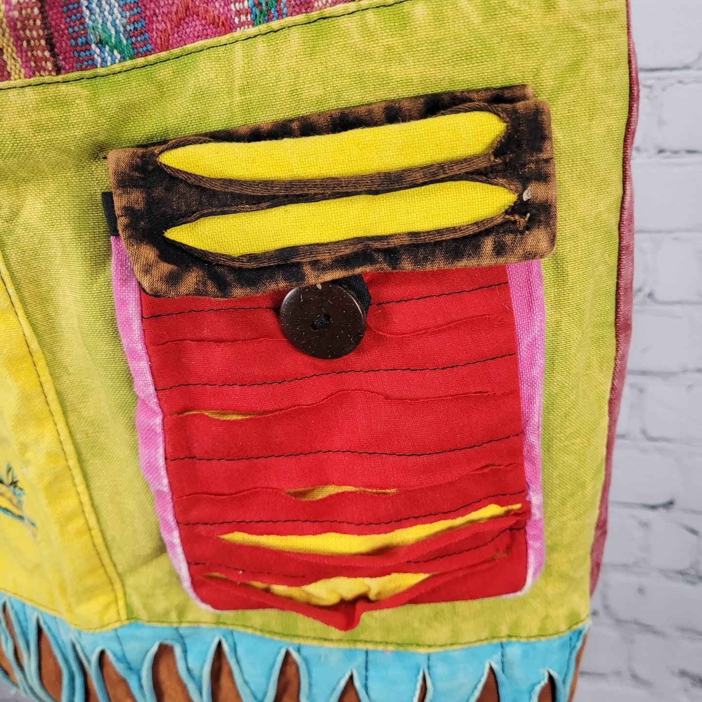 Multicolor Cotton Embroidered Owl Boho Zipped Crossbody Hobo Tote Bag Nepal Made