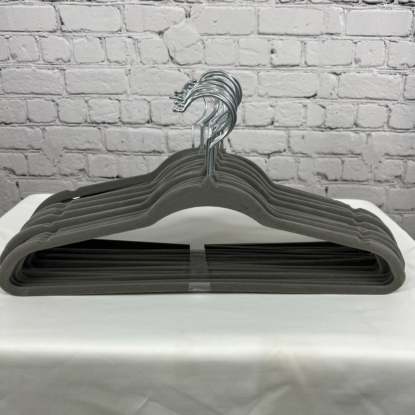 Velvet Thin Grey Silver Non-Slip Clothing Hangers, 50 Pack
