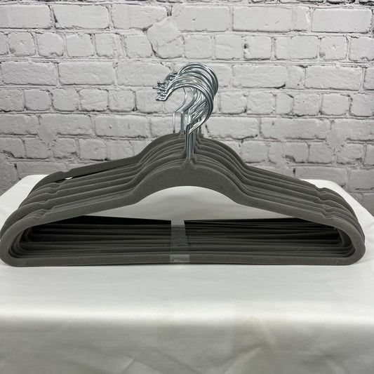 Velvet Thin Grey Silver Non-Slip Clothing Hangers, 50 Pack