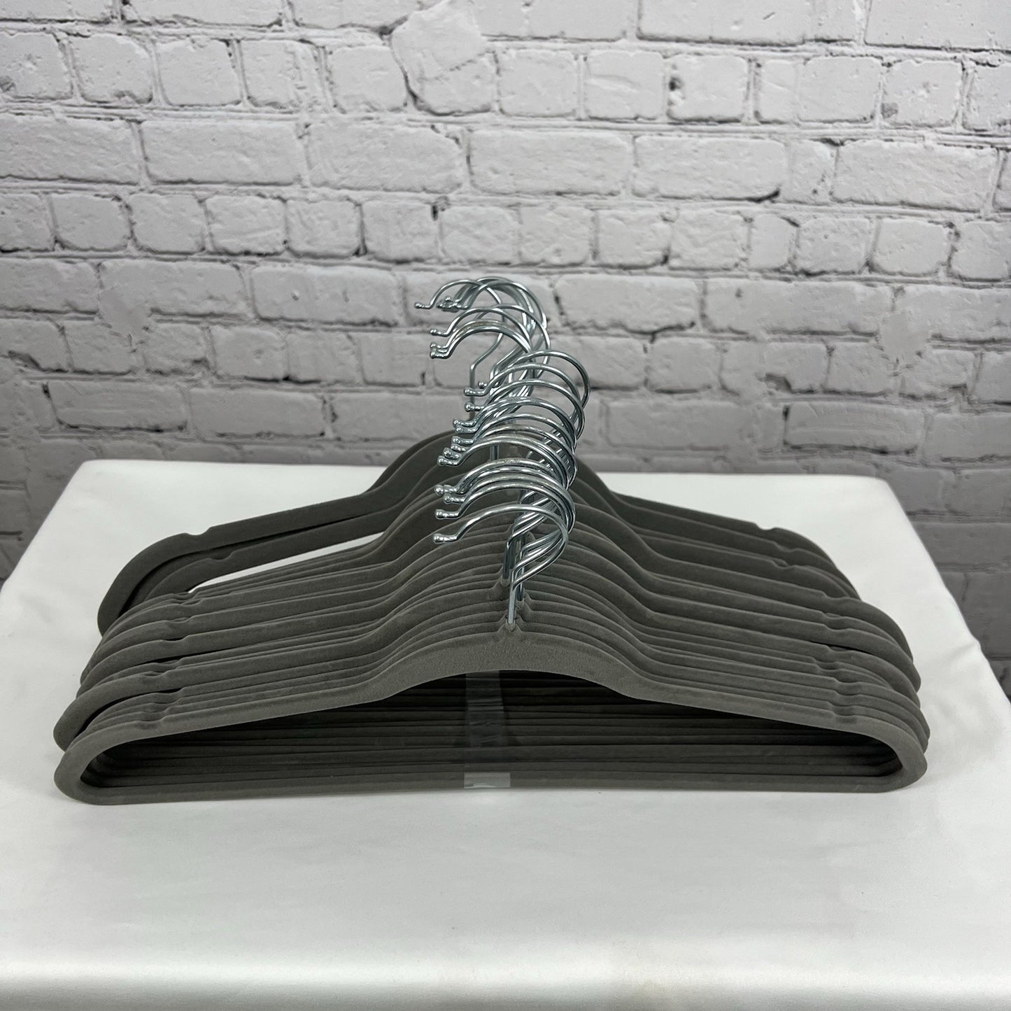 Velvet Thin Grey Silver Non-Slip Clothing Hangers, 50 Pack