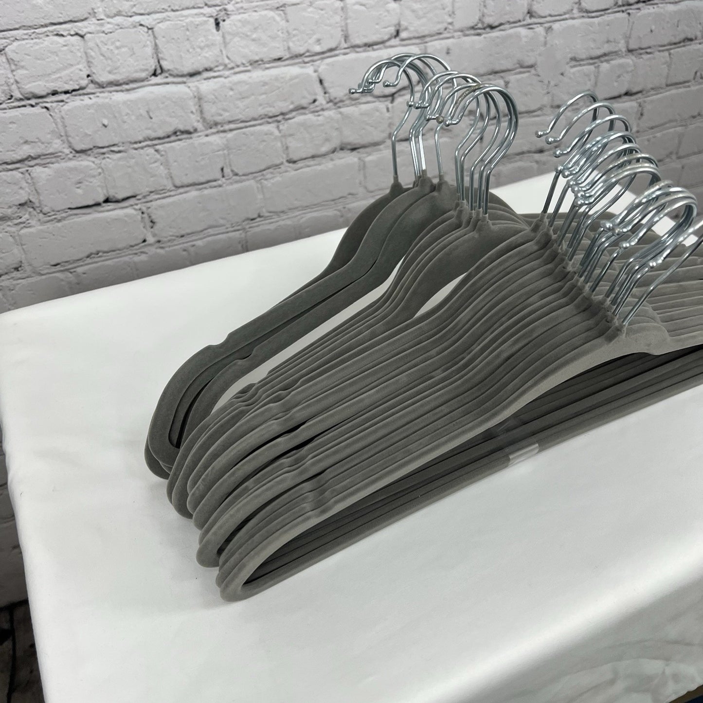Velvet Thin Grey Silver Non-Slip Clothing Hangers, 50 Pack