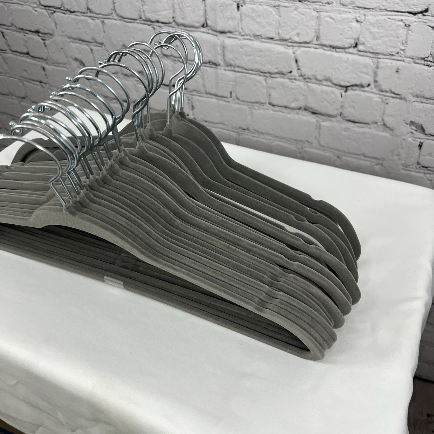 Velvet Thin Grey Silver Non-Slip Clothing Hangers, 50 Pack