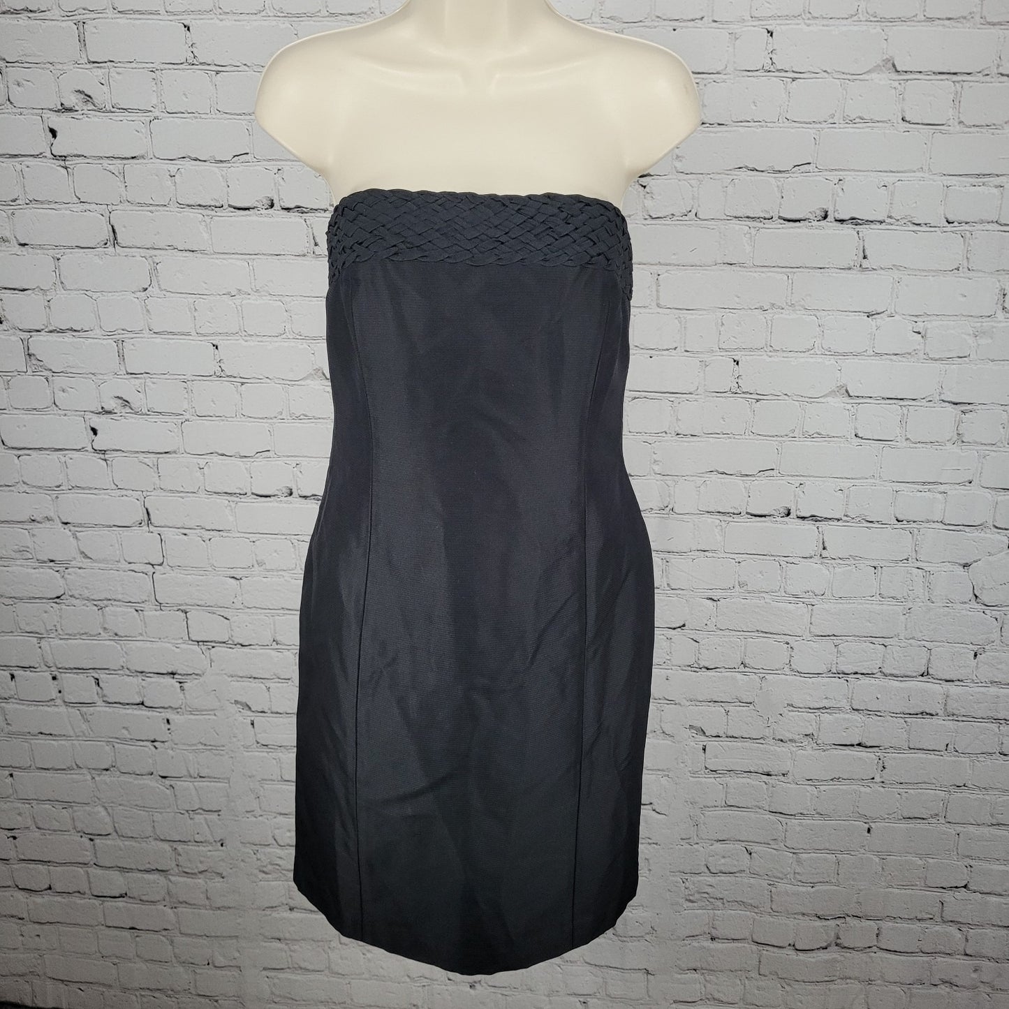 Linda Allard Ellen Tracy Black 100% Silk Strapless Lined Short Mini Dress Size 4