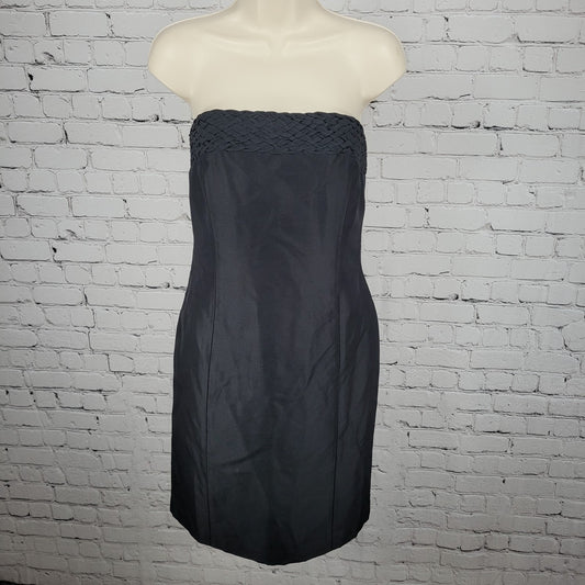 Linda Allard Ellen Tracy Black 100% Silk Strapless Lined Short Mini Dress Size 4