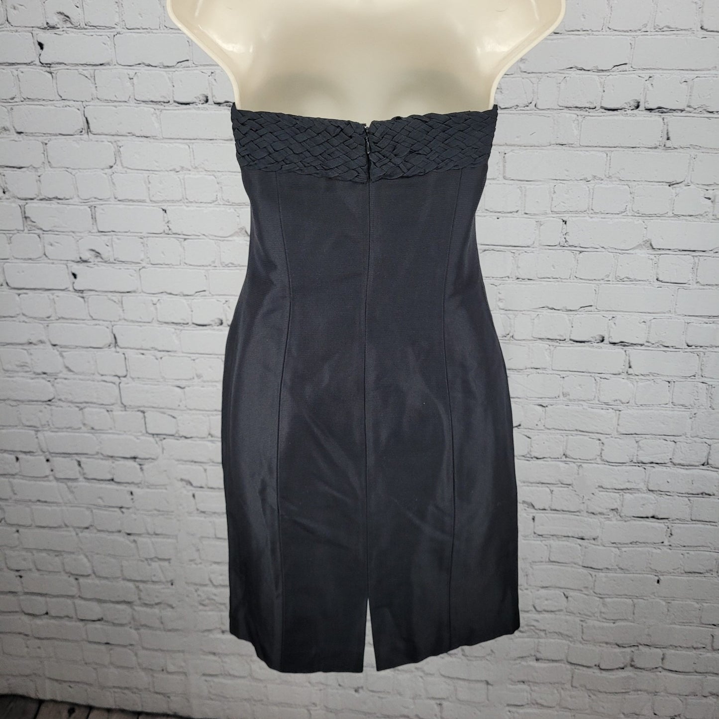 Linda Allard Ellen Tracy Black 100% Silk Strapless Lined Short Mini Dress Size 4