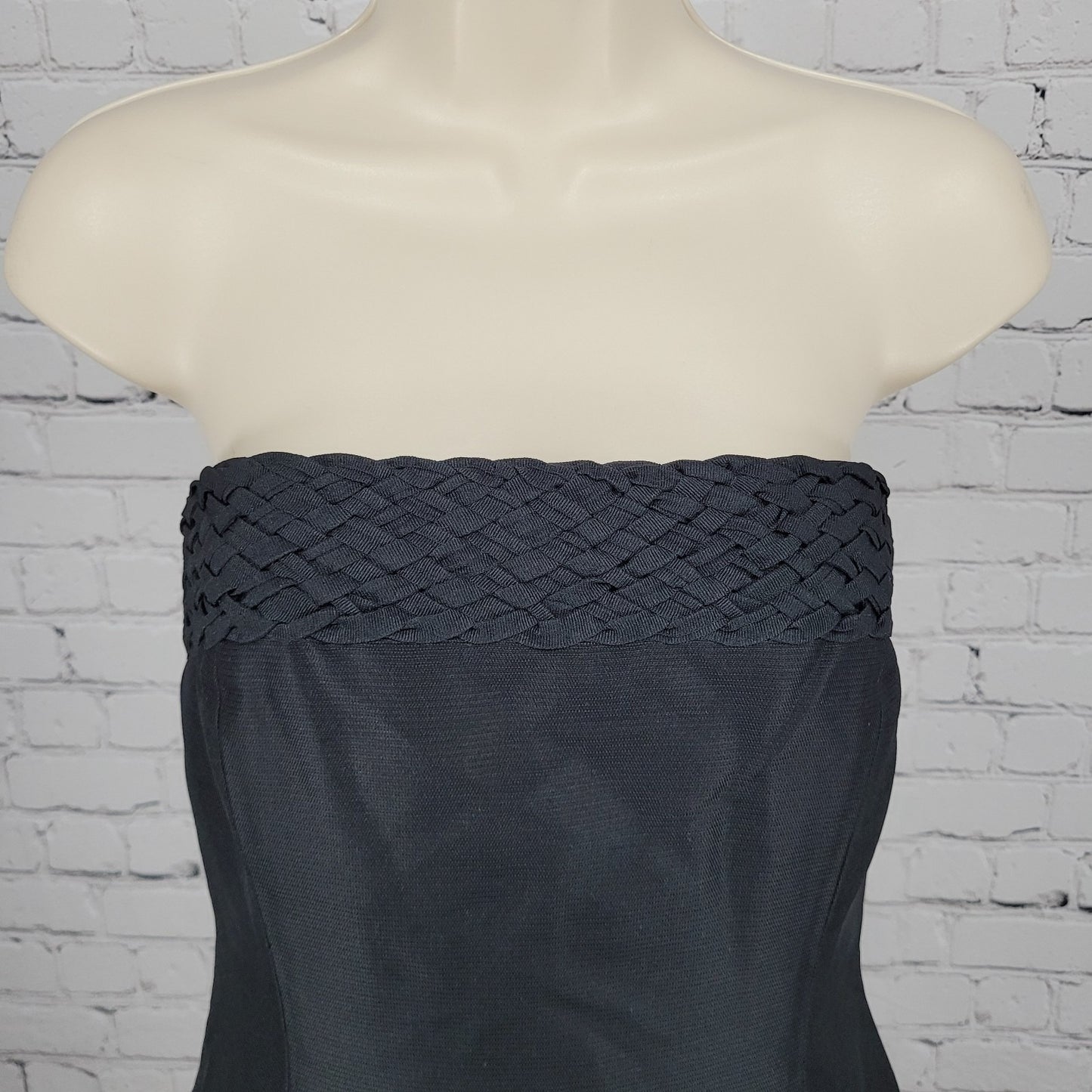 Linda Allard Ellen Tracy Black 100% Silk Strapless Lined Short Mini Dress Size 4