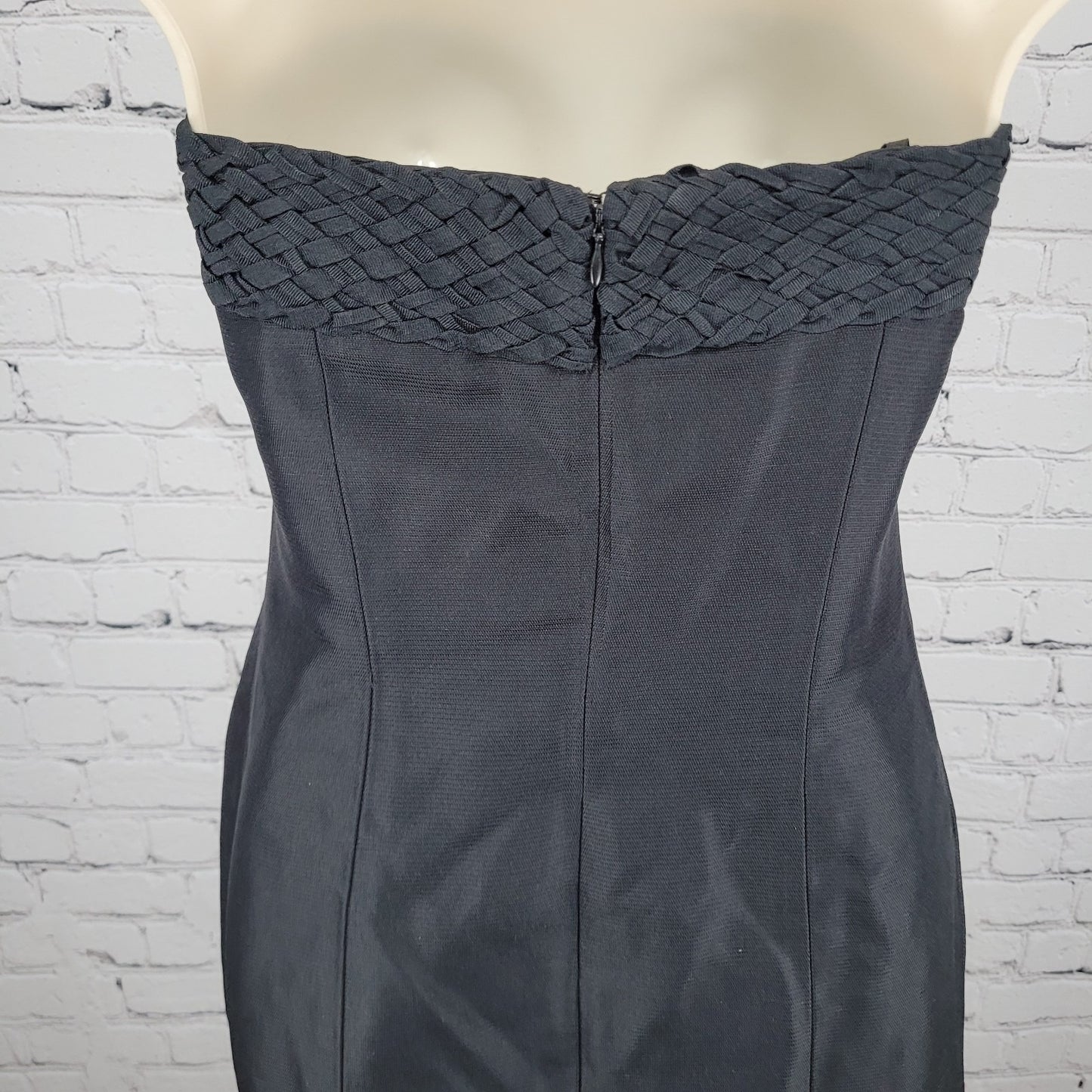 Linda Allard Ellen Tracy Black 100% Silk Strapless Lined Short Mini Dress Size 4