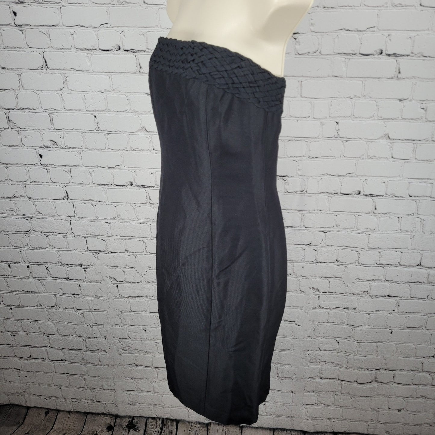 Linda Allard Ellen Tracy Black 100% Silk Strapless Lined Short Mini Dress Size 4