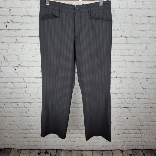 Mexx Black Striped Wool Blend Lightweight Mid Rise Dress Pants Size 46 (30x30)