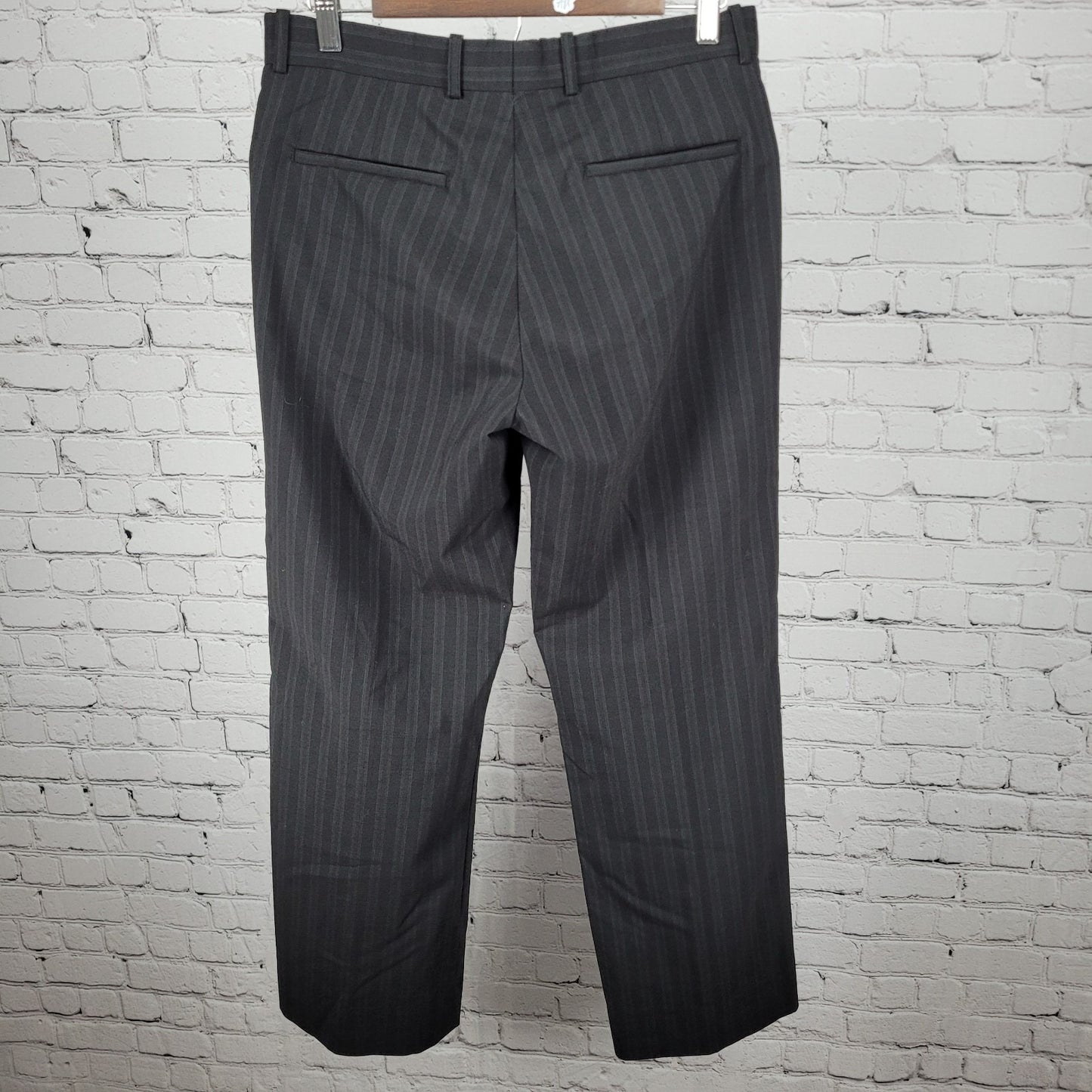 Mexx Black Striped Wool Blend Lightweight Mid Rise Dress Pants Size 46 (30x30)