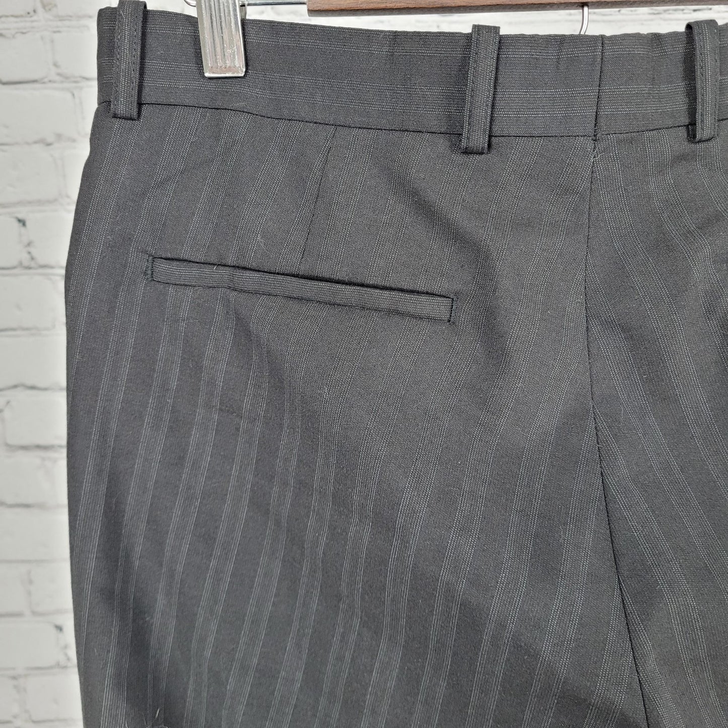 Mexx Black Striped Wool Blend Lightweight Mid Rise Dress Pants Size 46 (30x30)