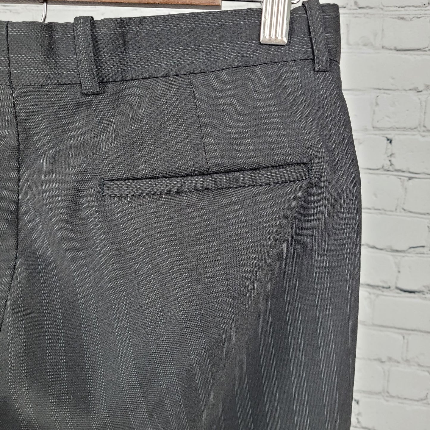 Mexx Black Striped Wool Blend Lightweight Mid Rise Dress Pants Size 46 (30x30)