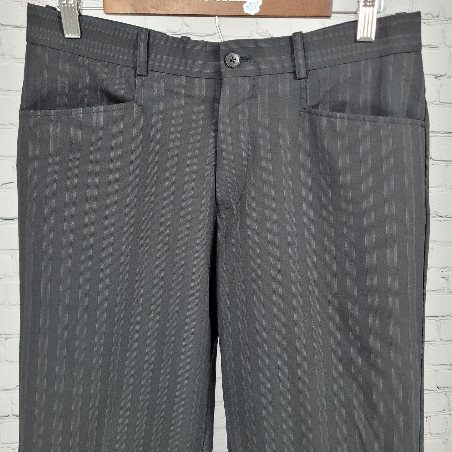 Mexx Black Striped Wool Blend Lightweight Mid Rise Dress Pants Size 46 (30x30)